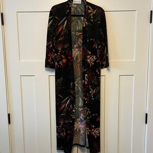 Rebecca King Floral Black Long Kimono